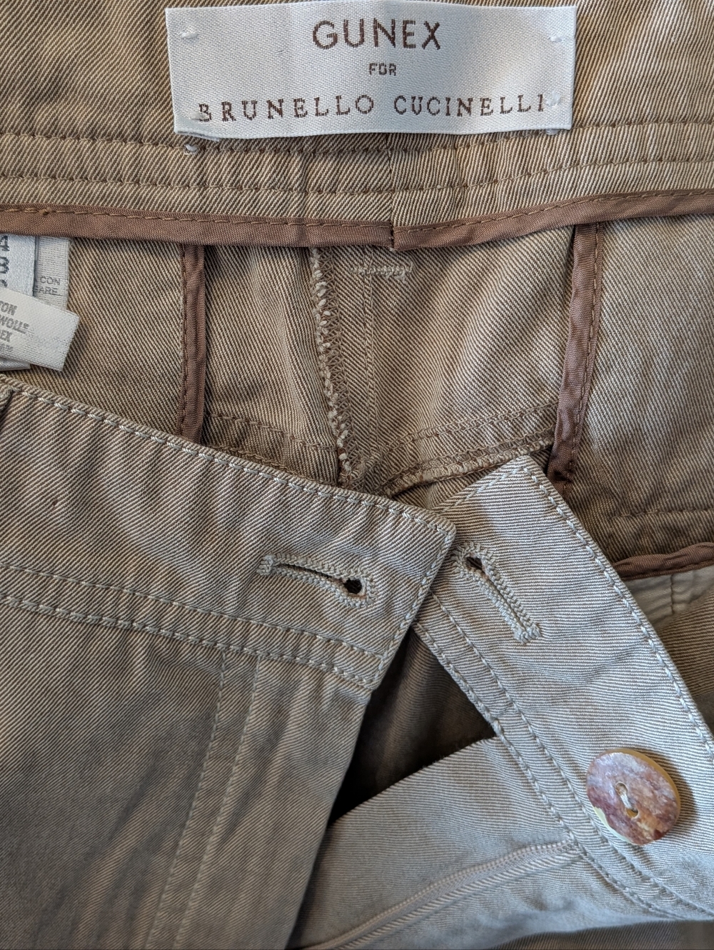 Brunello Cucenilli Gunex Straight Leg Cropped Tan Trousers Pants Women's Size 8 - Picture 13 of 15